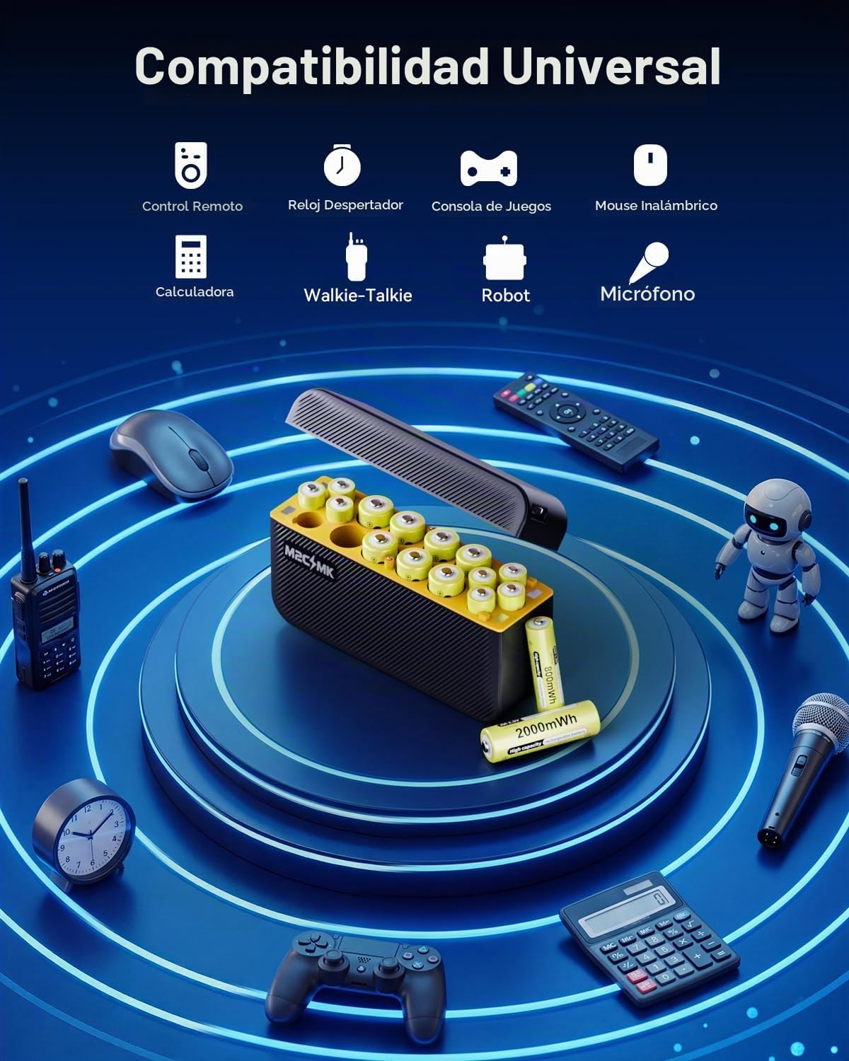 8 pilas de litio recargables AA y 8 AAA con cargador USB-C