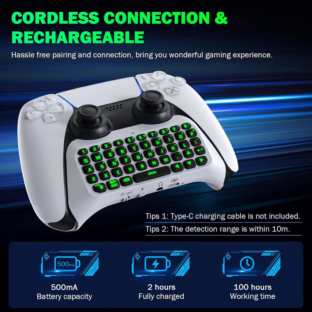 Teclado MoKo para controlador PS5 con retroiluminación verde