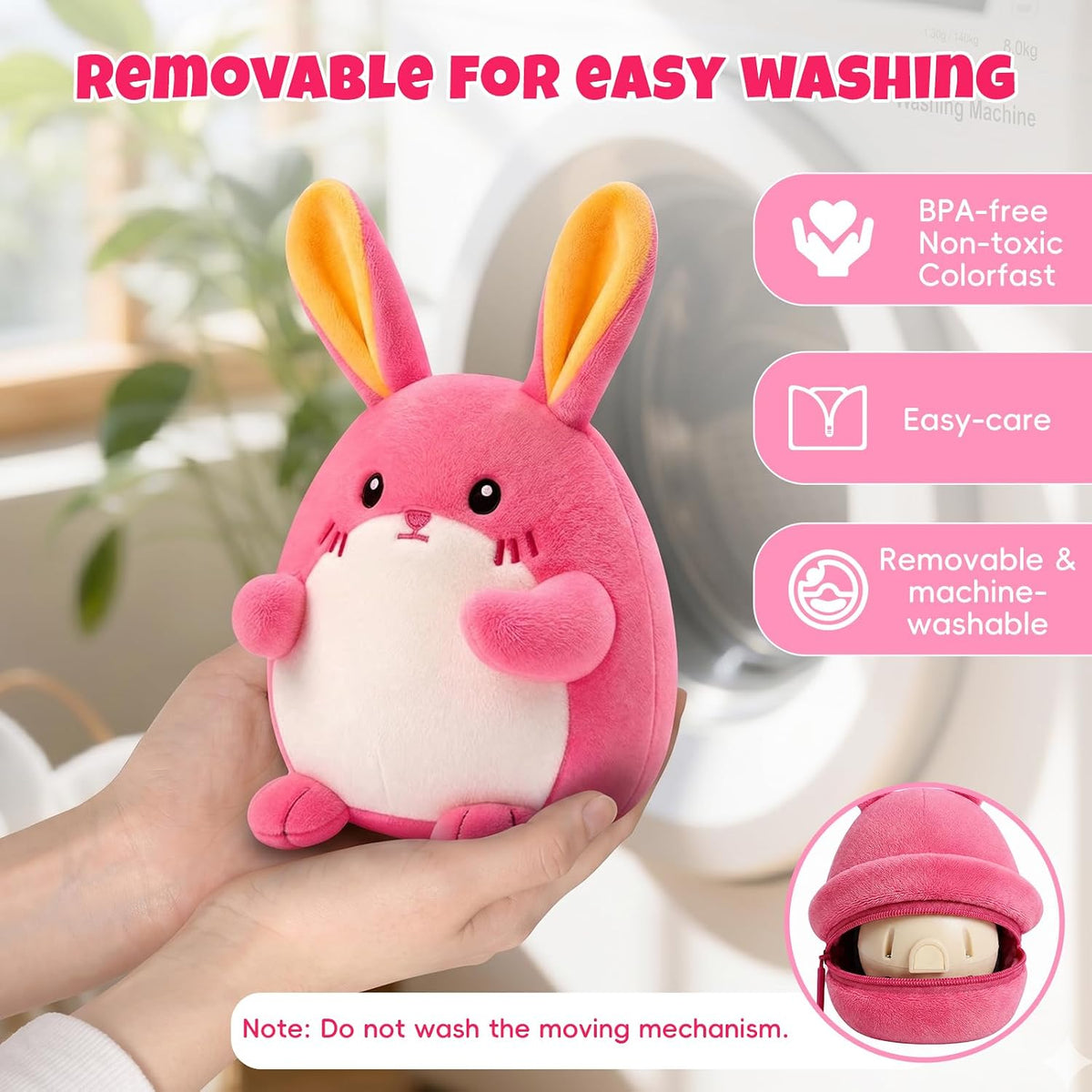 Juguete musical de conejo rosa para bebé, regalo adorable para
