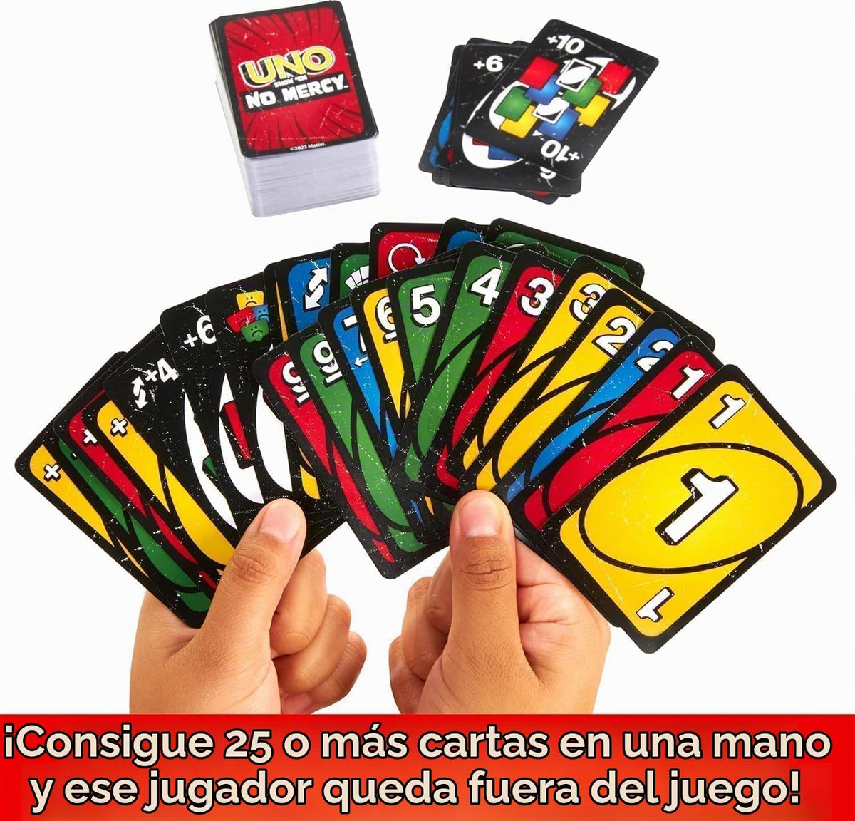Mattel Juego de cartas Uno No Mercy, Uno y Flip, paquete combinado de 3