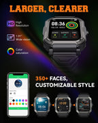 Reloj inteligente para hombre, rastreador de ejercicio: relojes digitales militares para hombre, Bluetooth, responder llamadas, correr, impermeable, teléfonos Android, iPhone, Samsung, monitor de sueño, podómetro