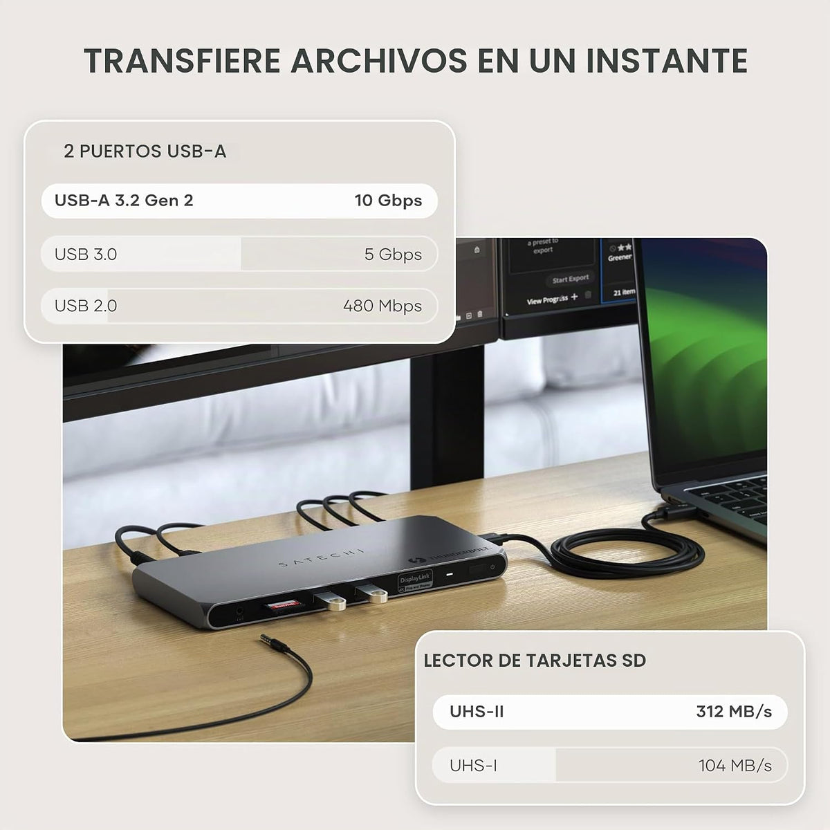 Satechi Thunderbolt 4 Docking Station, 2X 4K/60Hz HDMI Displays