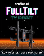 ECHOGEAR Soporte de TV de montaje en pared para televisores de hasta 90 pulgadas, diseño de perfil bajo que se inclina para eliminar el deslumbramiento, incluye plantilla de perforación y se puede
