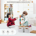 Ohmlove Paquete de 4 contenedores de almacenamiento con tapas de bambú, contenedores de almacenamiento de plástico con tapas, caja de almacenamiento apilable: cestas de almacenamiento para organizar