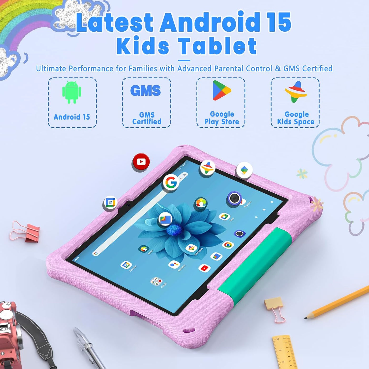 Tableta para niños: Tablet Android 15 de 10 pulgadas para niños, ba...