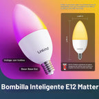 Linkind Matter - Bombilla LED E12, bombillas inteligentes de color candelabro, paquete de 4