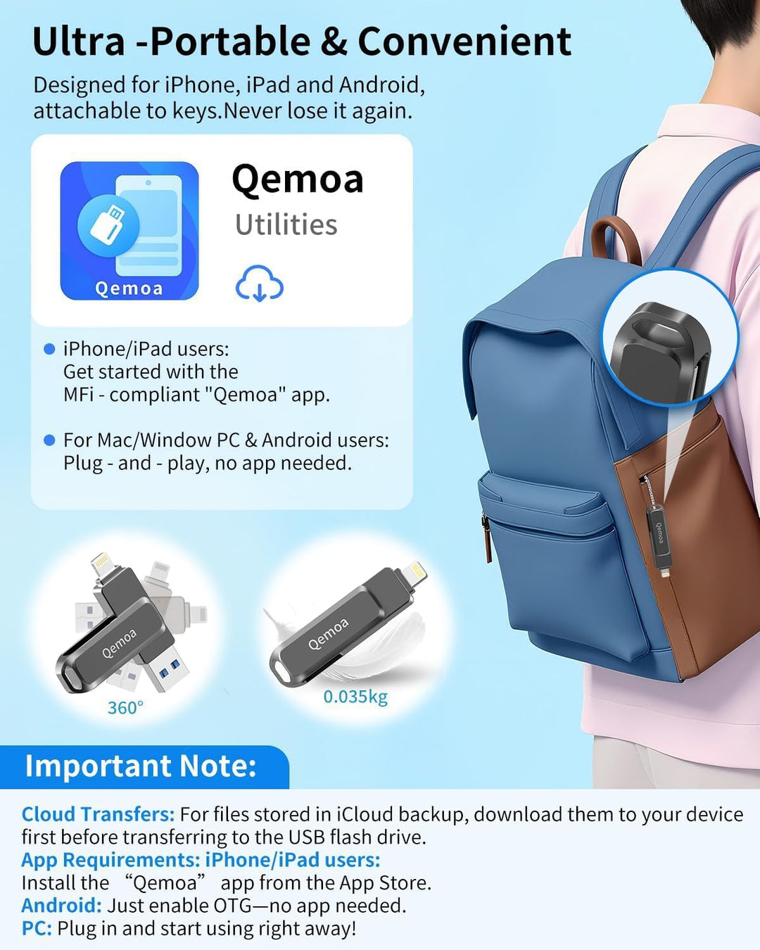 Memoria externa de 256 GB con certificación MFi para iPhone, almace...