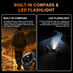 Reloj inteligente militar resistente para hombre con GPS, reloj AMOLED de seguimiento de fitness de 1.43 pulgadas con llamada Bluetooth, linterna/brújula, más de 170 modos deportivos, impermeable, reloj inteligente para hombre para Android iPhone