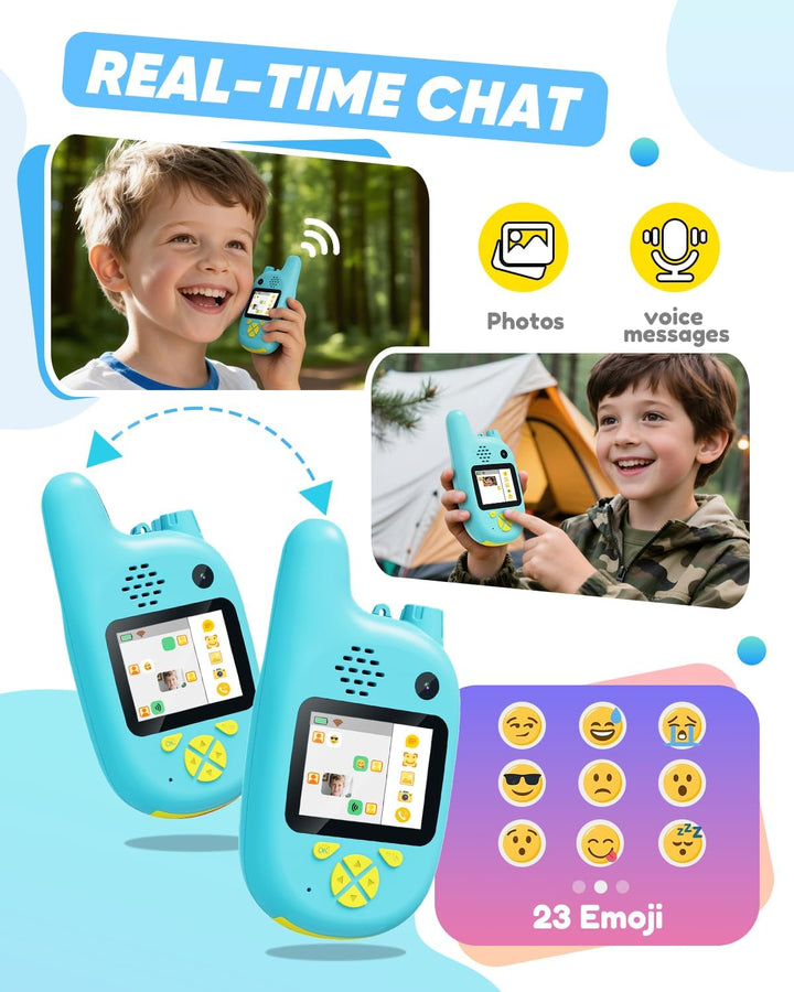 Walkie Talkies de video para niños con doble cámara, paquete de 2 j...