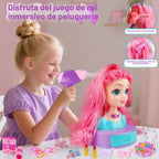 Cabeza de muñeca 4 en 1 para peinar el cabello para niños, 9 pulgadas, 41 piezas, juguetes de peluquería, kit de maquillaje, accesorios de princesa, juguetes de simulación, regalos de