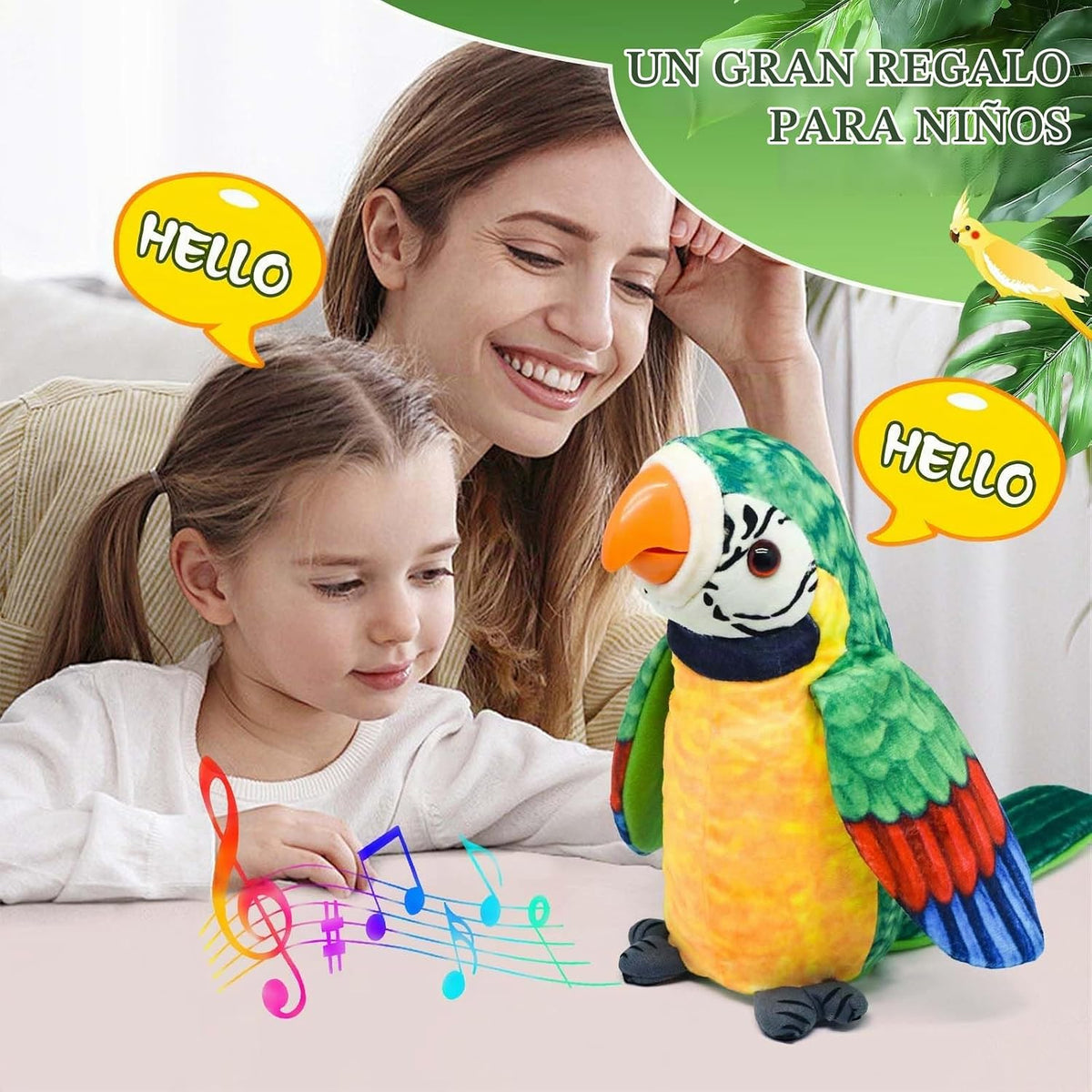 Juguetes para bebés, [ Volumen ajustable ] loro parlante repite lo que dijiste, juguete interactivo que canta y imita, animales de peluche electrónicos, muñeca de mascota para bebés, niños, niños y