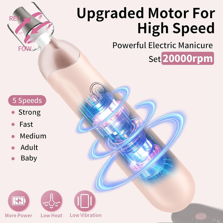 Kit Profesional de Manicura y Pedicura, Juego de Lima Eléctrica Ina...