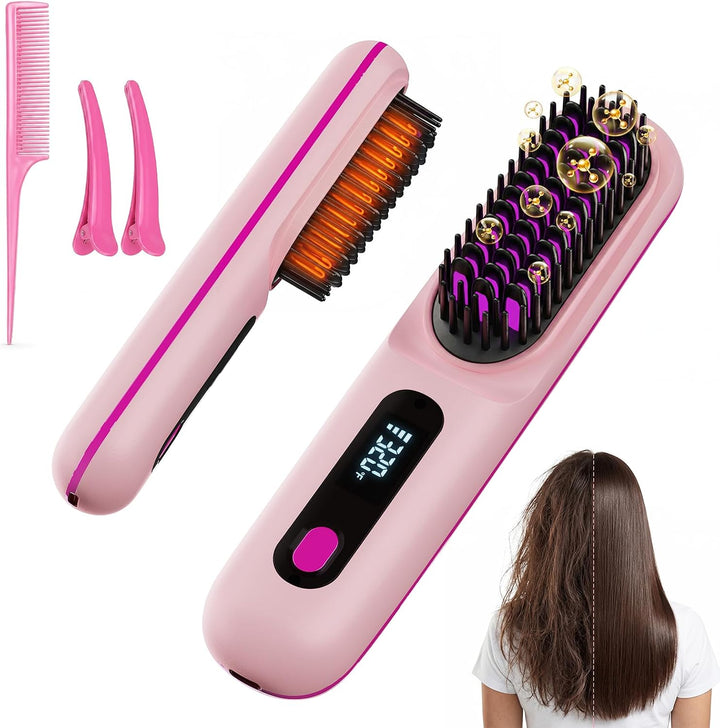 Go Brush Pro Cepillo alisador de cabello, cepillo alisador inalámbr...