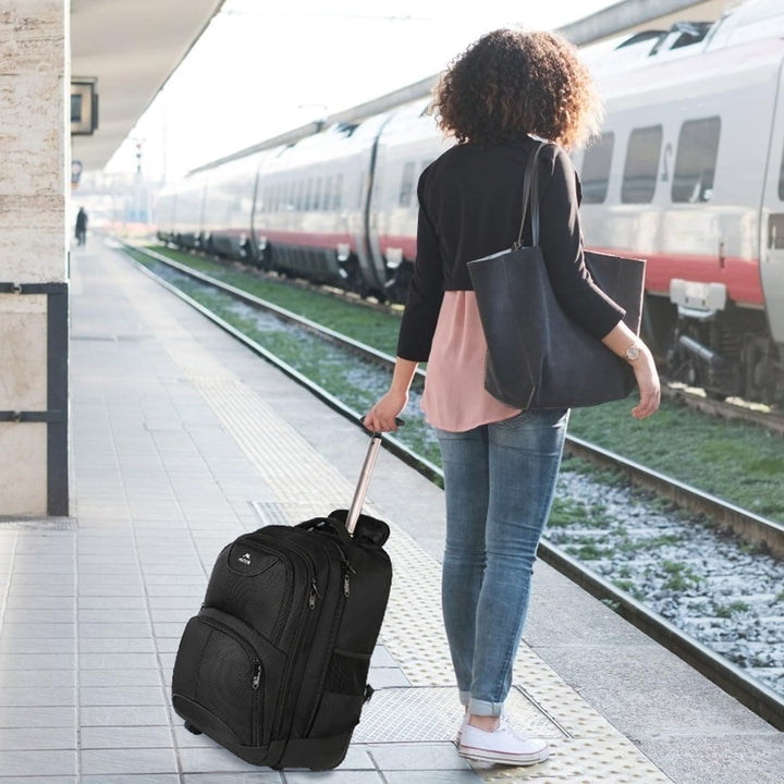MATEIN - Mochila con ruedas, mochila para laptop de 17 pulgadas res...