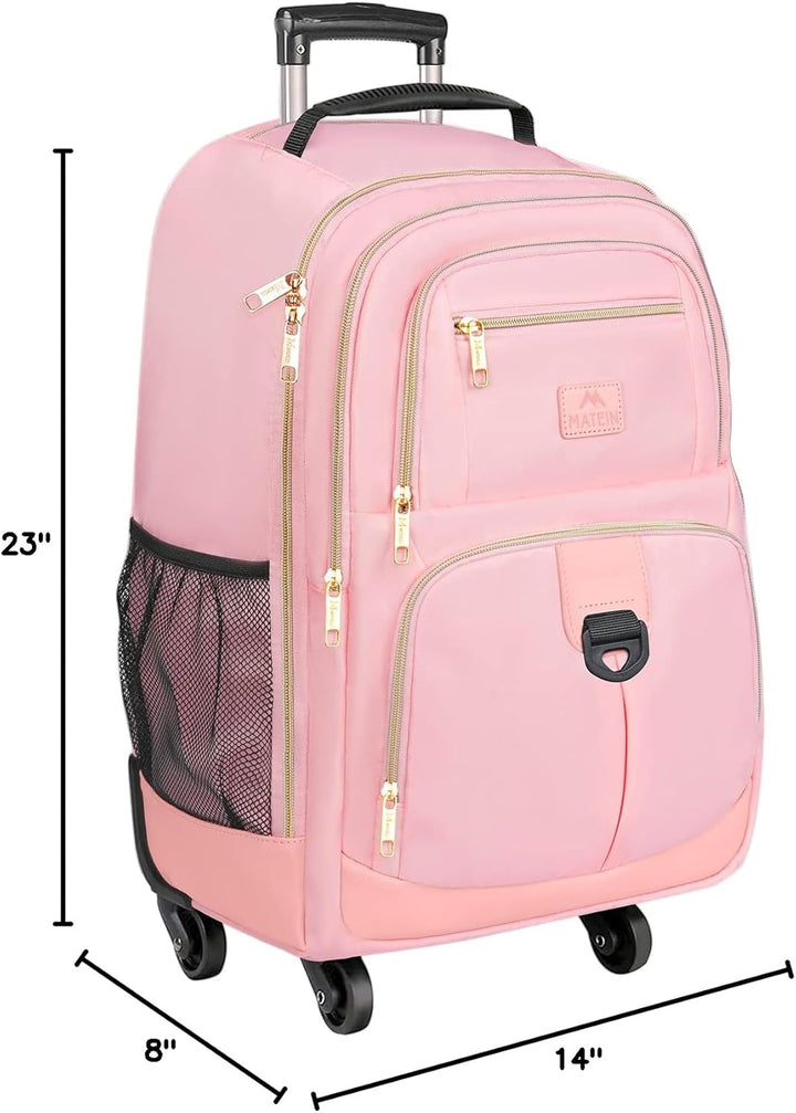 MATEIN Mochila con ruedas para mujeres, bolsa de 18 pulgadas para l...