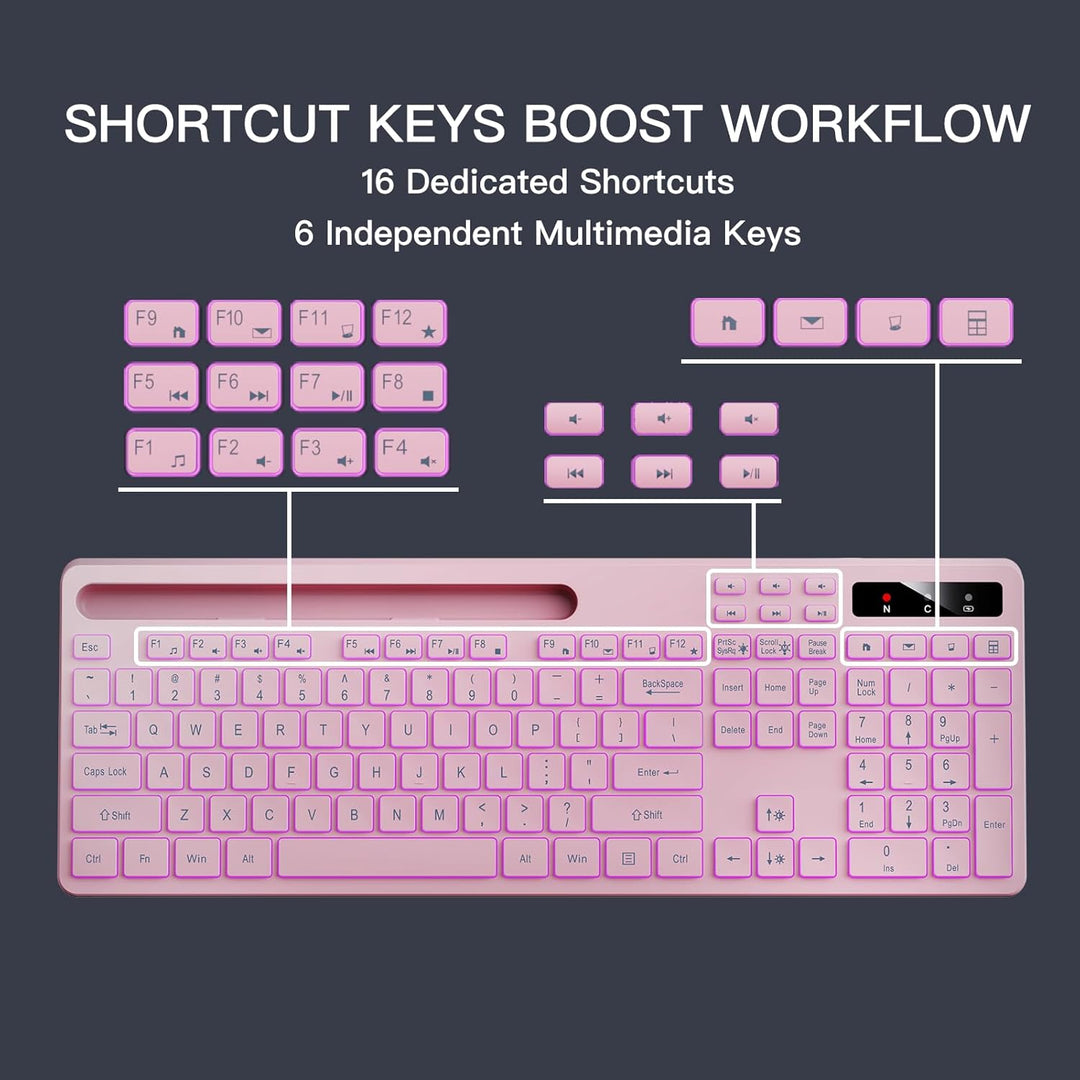 Soueto Teclado inalámbrico con retroiluminación RGB de 7 colores, t...