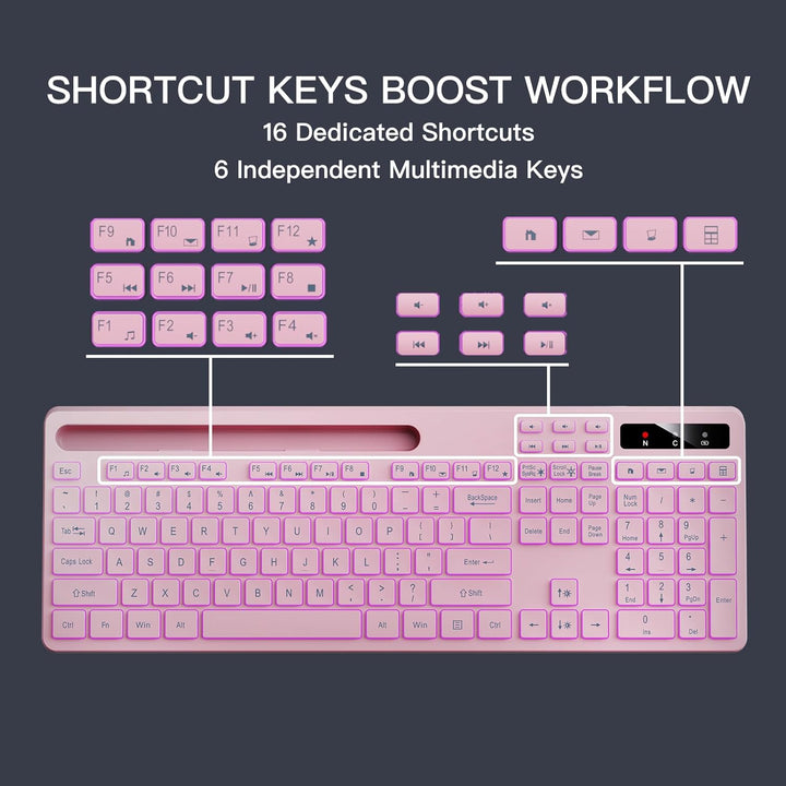 Soueto Teclado inalámbrico con retroiluminación RGB de 7 colores, t...