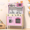 Cocina de madera para niños, altura ajustable, luces reales