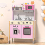 Cocina de madera para niños, altura ajustable, luces reales