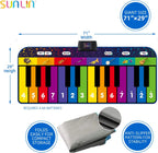 SUNLIN Alfombrilla de piano de suelo de 6 pies para niños y niños, tapete de piano gigante, 24 teclas, 10 canciones integradas, 8 sonidos de instrumentos, grabación y reproducción, folleto de