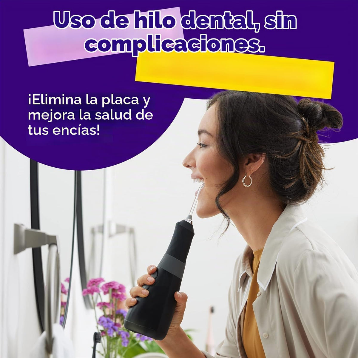 BURST Water Flosser Eléctrico para limpieza de dientes (3 modos/Blanco)