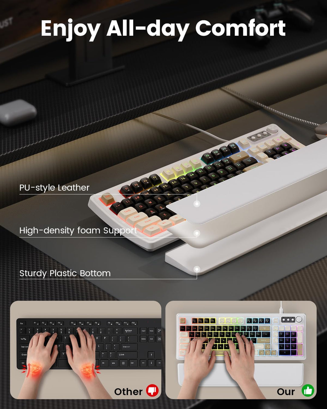 SABLUTE Teclado y ratón para juegos con cable, retroiluminación RGB...