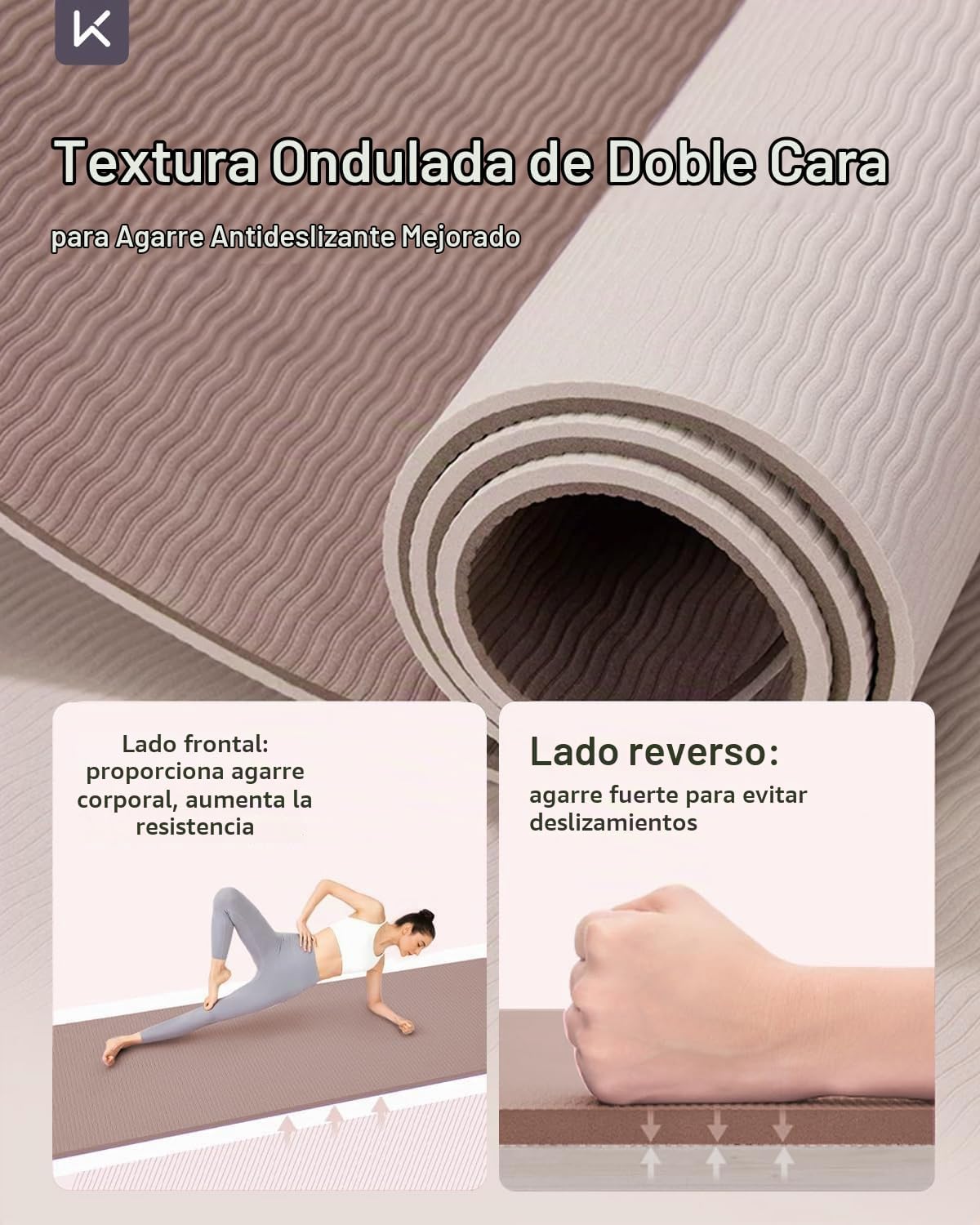 KEEP Esterilla de yoga de 72" x 24", alfombrilla antideslizante TPE de 0.276 in de grosor