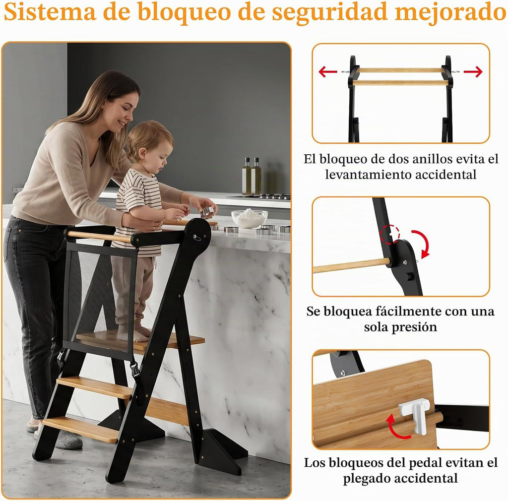 COSYLAND: Tablero para Niños Pequeños de Pie, Escalón Plegable para Niños Pequeños, Escalón de Cocina para Niños