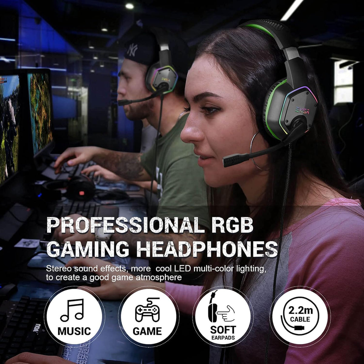 EKSA E1000 - Auriculares para juegos, auriculares para computadora...