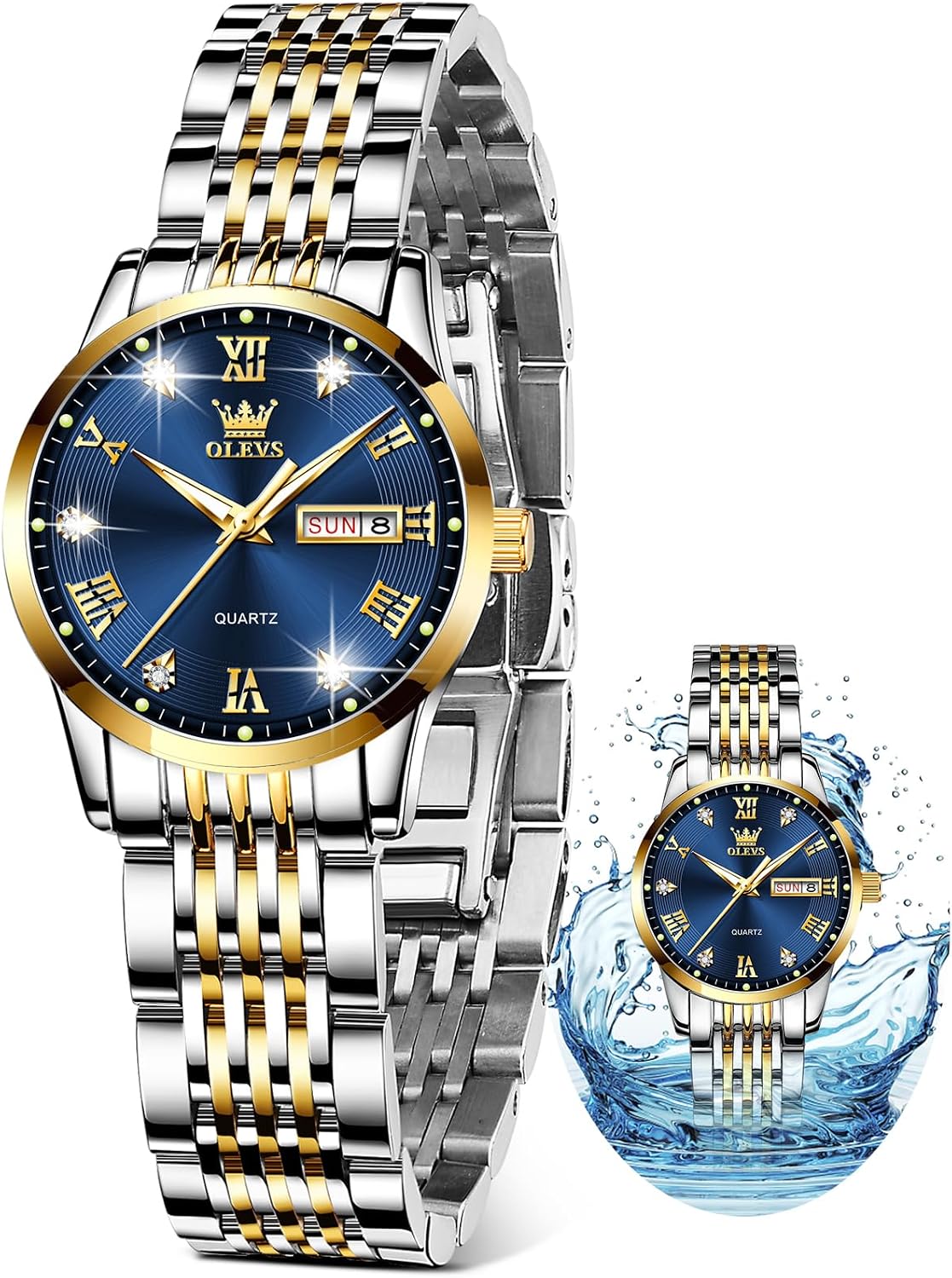 OLEVS Reloj de Lujo para Mujeres, Modo Pequeño de Muñeca, Acero Inoxidable, Reloj para Damas, Calendario