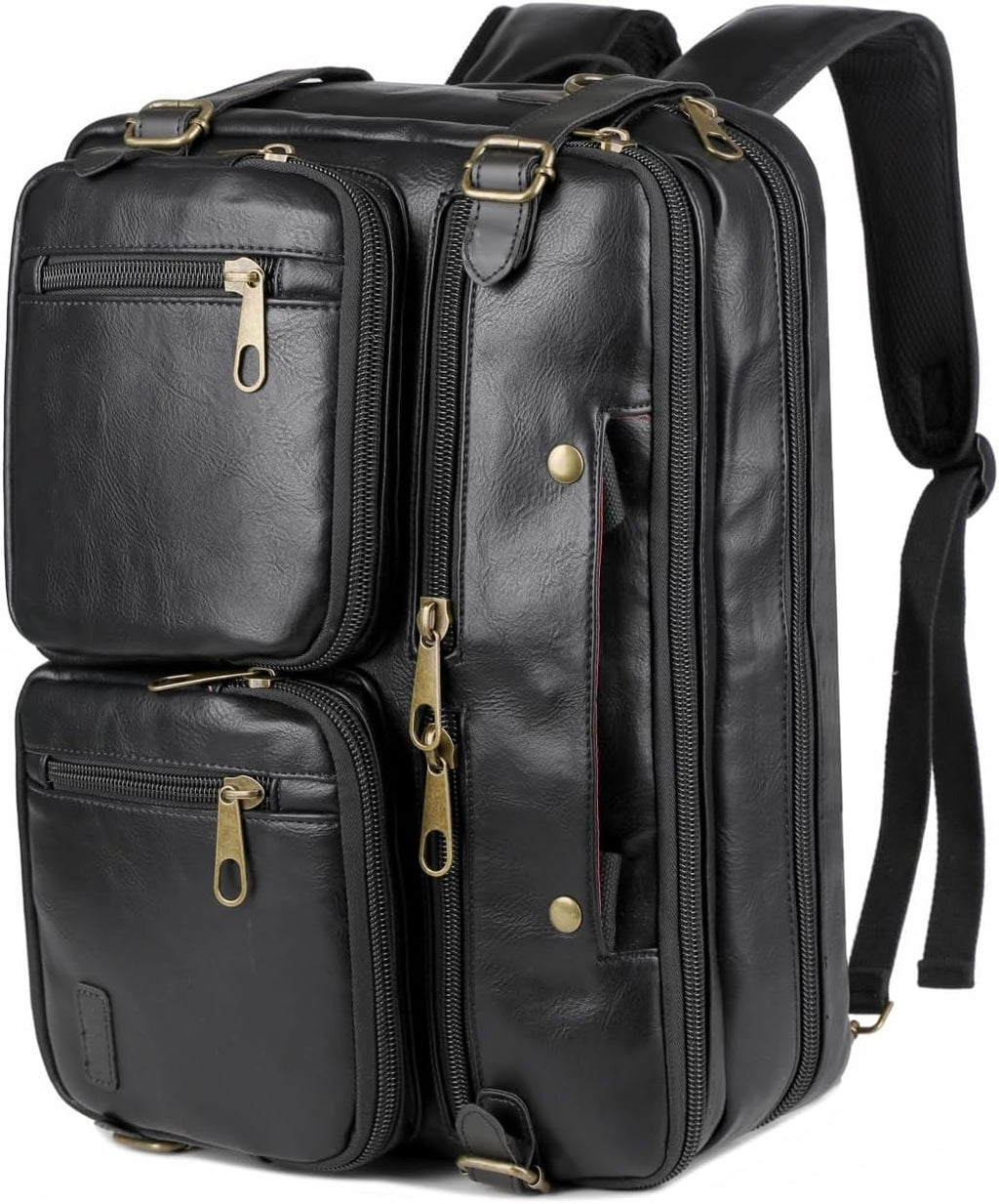 Maletín de cuero vegano para hombre, mochila híbrida de 17 pulgadas, bolsa de mensajero de negocios HB-22