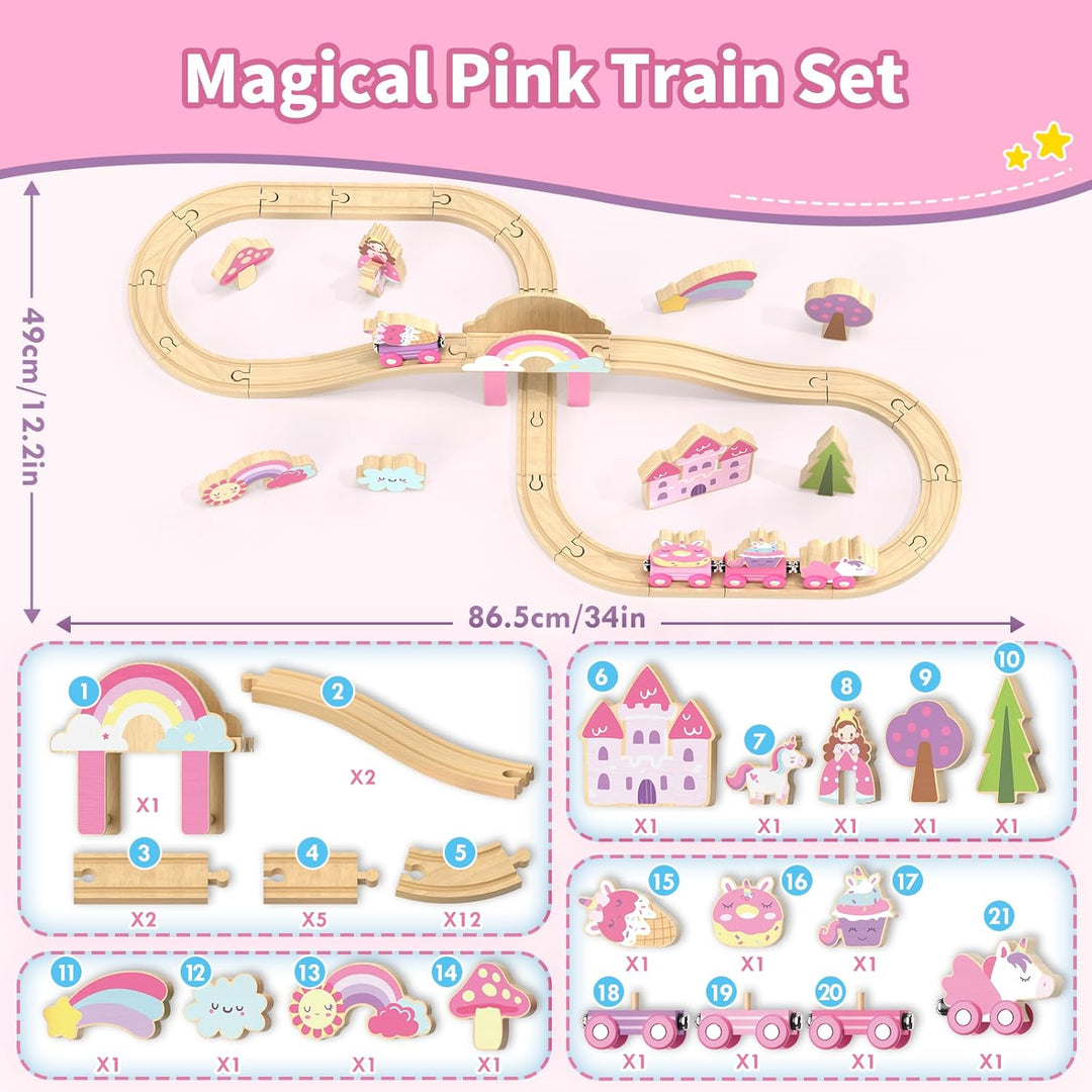 Lehoo Castle Juego de tren de madera juego de tren para