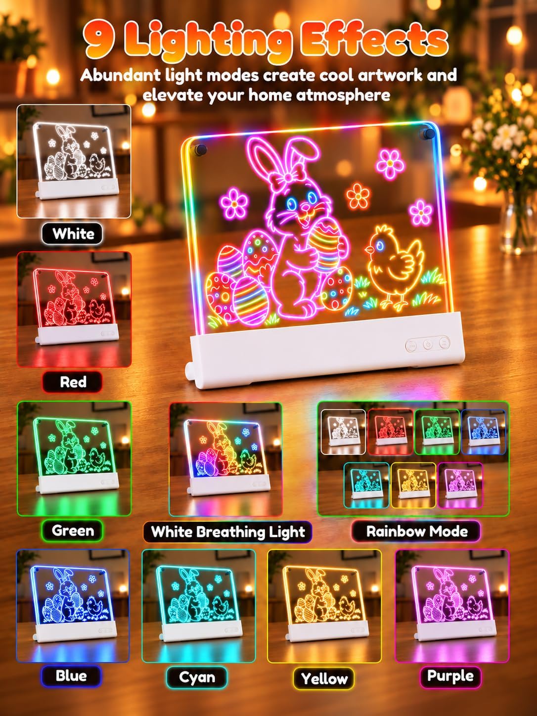 Tablero de dibujo LED para niños con paneles dobles de 16 pulgadas