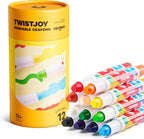Jar Melo Crayones jumbo para niños pequeños, 12 colores TwistJoy, lápices no tóxicos lavables fáciles de sostener de gran tamaño, regalo para niños y niñas de regreso a la escuela