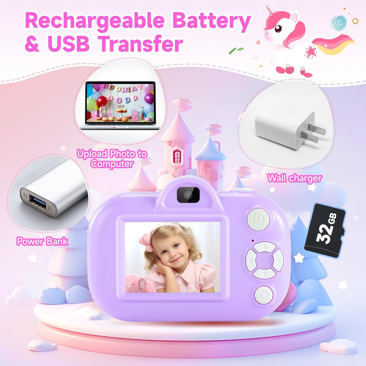 YEEHAO Cámara digital de 32 MP con lente dual para niños de 3, 4, 5...