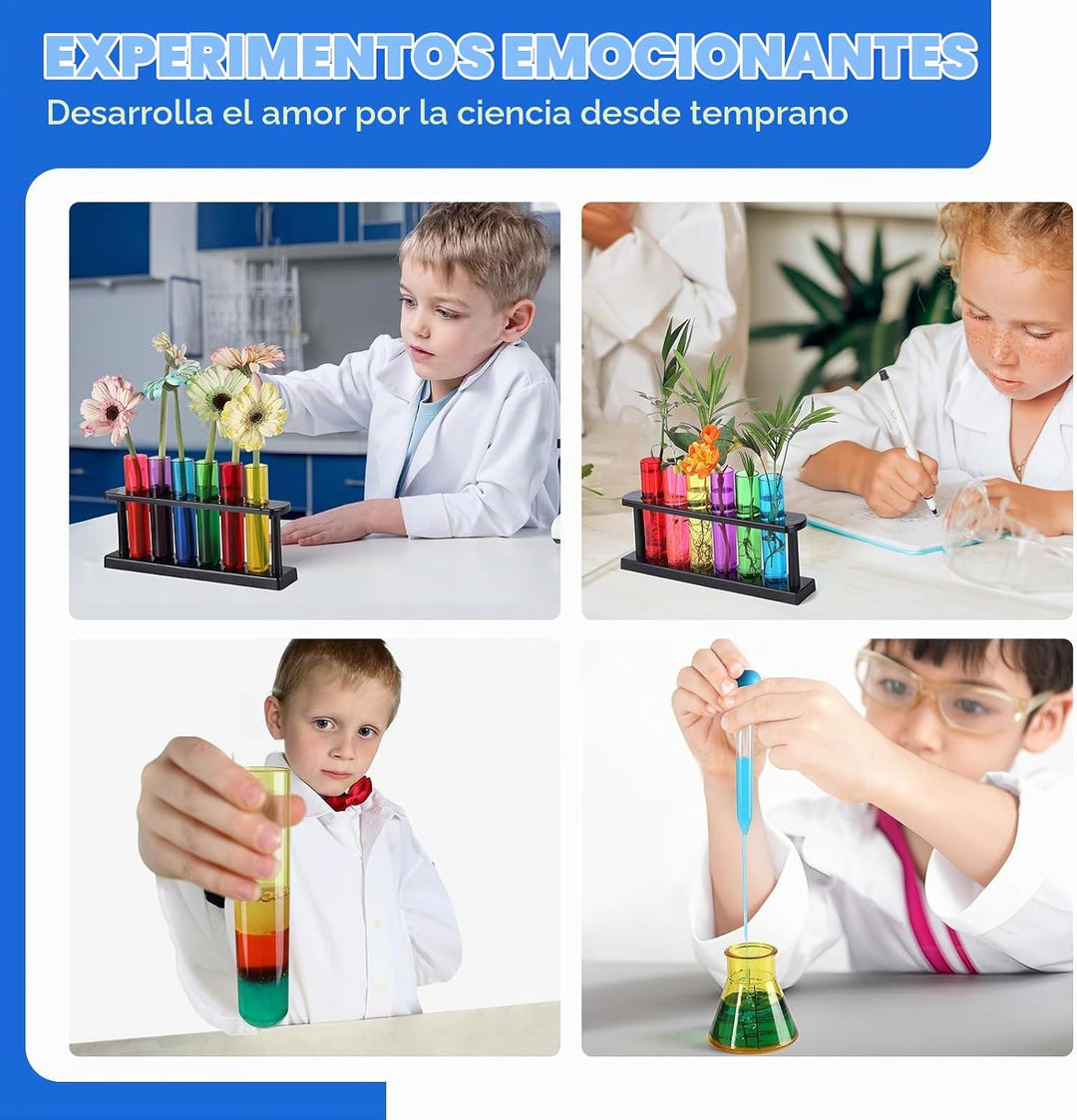 TOUHKAN - Kits científicos para niños de 3 a 5 tubos de ensayo con...