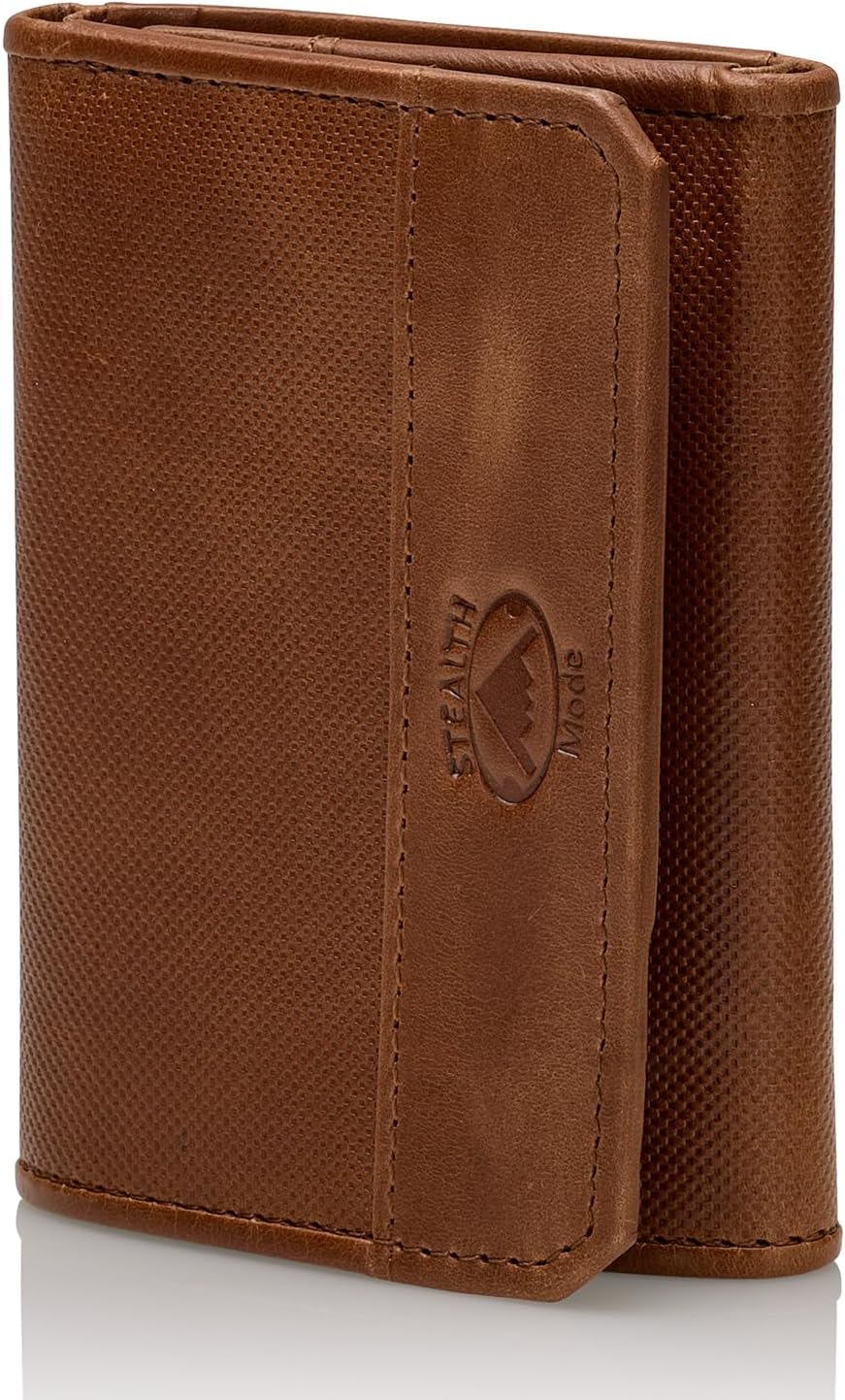 Stealth Mode Cartera triple de piel con bloqueo RFID para hombre, b...