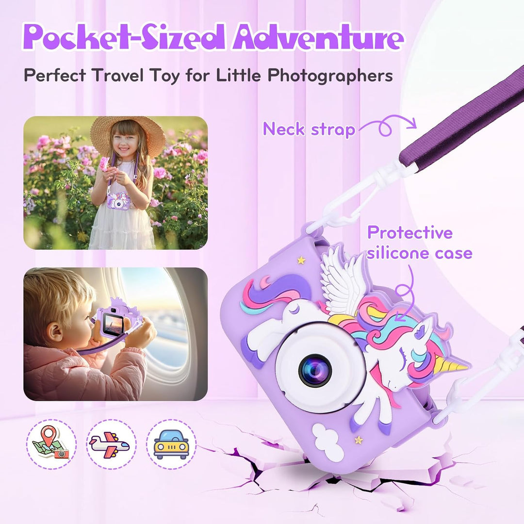 Cámara infantil de unicornio para niñas, cámara digital para niños...