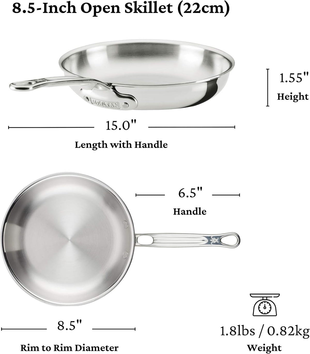 Hestan ProBond Luxe - Juego de utensilios de cocina de 10 piezas, acero inoxidable revestido profesional, construcción ProCore con revestimiento de tres capas, exterior pulido, apto para inducción y