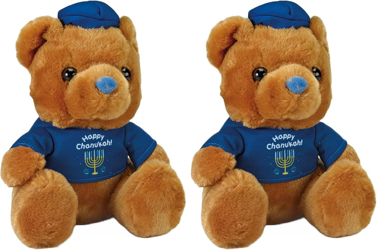 Rite Lite Oso de peluche de Hanukkah, juguete de peluche de Janucá, regalo perfecto para niños, regalos de fiesta judía, bolsa de regalos para festivales de luces (paquete de 2)