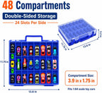 Organizador de juguetes de almacenamiento compatible con Hot Wheels Car, contenedor para coches de fósforos, mini juguetes, muñecas pequeñas, caja de transporte de doble cara para autos