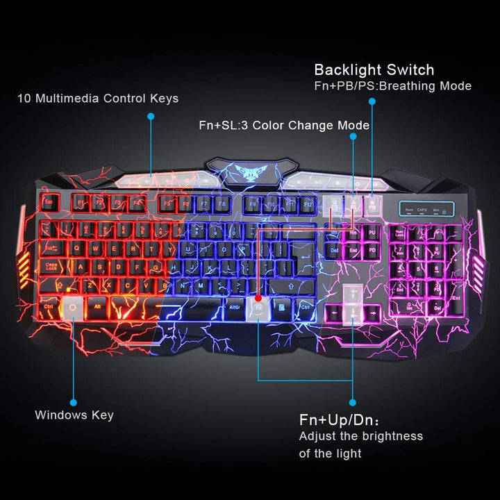 BlueFinger Combo de auriculares y teclado para juegos