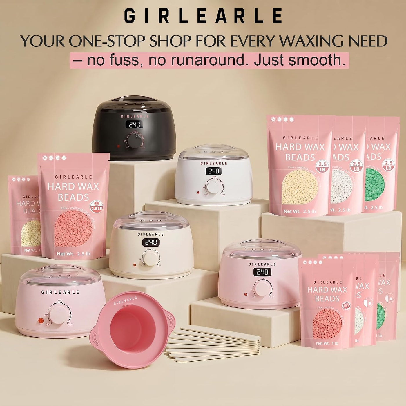 GIRLEARLE Kit de depilación digital blanca para mujeres y hombres,...