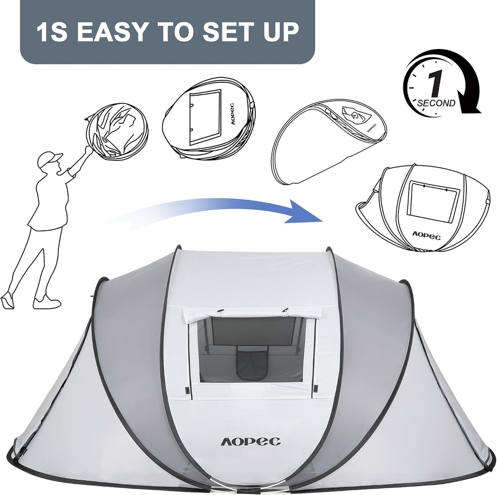 Tienda de campaña desplegable para 2/4/6 personas, tienda instantánea impermeable PU4500mm, amplia tienda de campaña ventilada con porche delantero, instalación rápida, ligera y portátil para