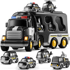 Camión portador de coches de policía 5 en 1 de juguete para niños