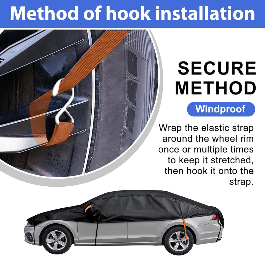Cubierta de medio coche superior, cubierta protectora contra granizo con forro de algodón, cubierta para techo solar y parabrisas para hielo y nieve, cubierta para todo clima para el cuerpo del