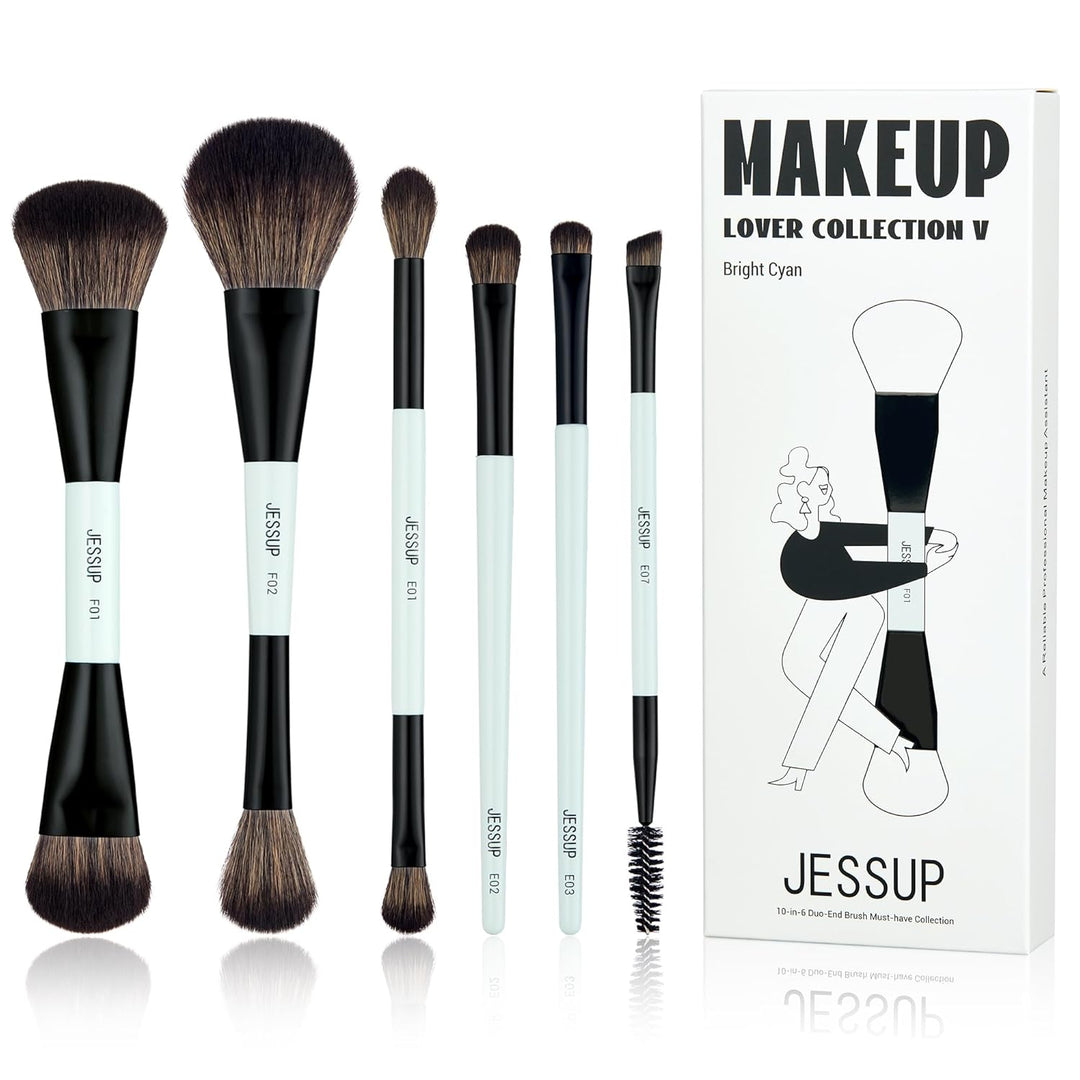 Jessup Juego de brochas de maquillaje 6 piezas, brochas de maquilla...