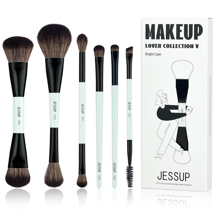Jessup Juego de brochas de maquillaje 6 piezas, brochas de maquilla...