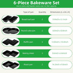 Set de 11 piezas de bandejas para hornear antiadherentes - Bakeware de acero al carbono de grado profesional con recubrimiento premium - apto para lavavajillas, apilable, apto para horno hasta 450°F (negro)