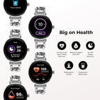 iTouch Bloom - Reloj inteligente para mujer, pantalla AMOLED de 1.32 pulgadas, rastreador de actividad física con llamadas Bluetooth, seguimiento de frecuencia cardíaca y sueño, más de 60 modos deportivos, reloj inteligente impermeable IP68 para Android y